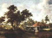 Wooded Landscape with Water Mill Meindert Hobbema